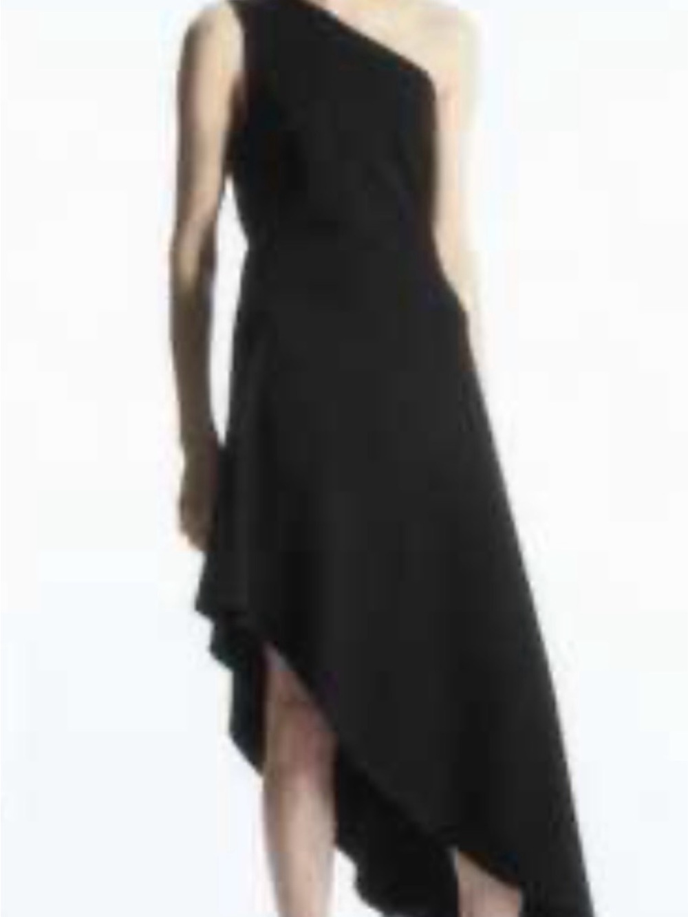 One-Shoulder Asymmetric Black Dress L, NWOT